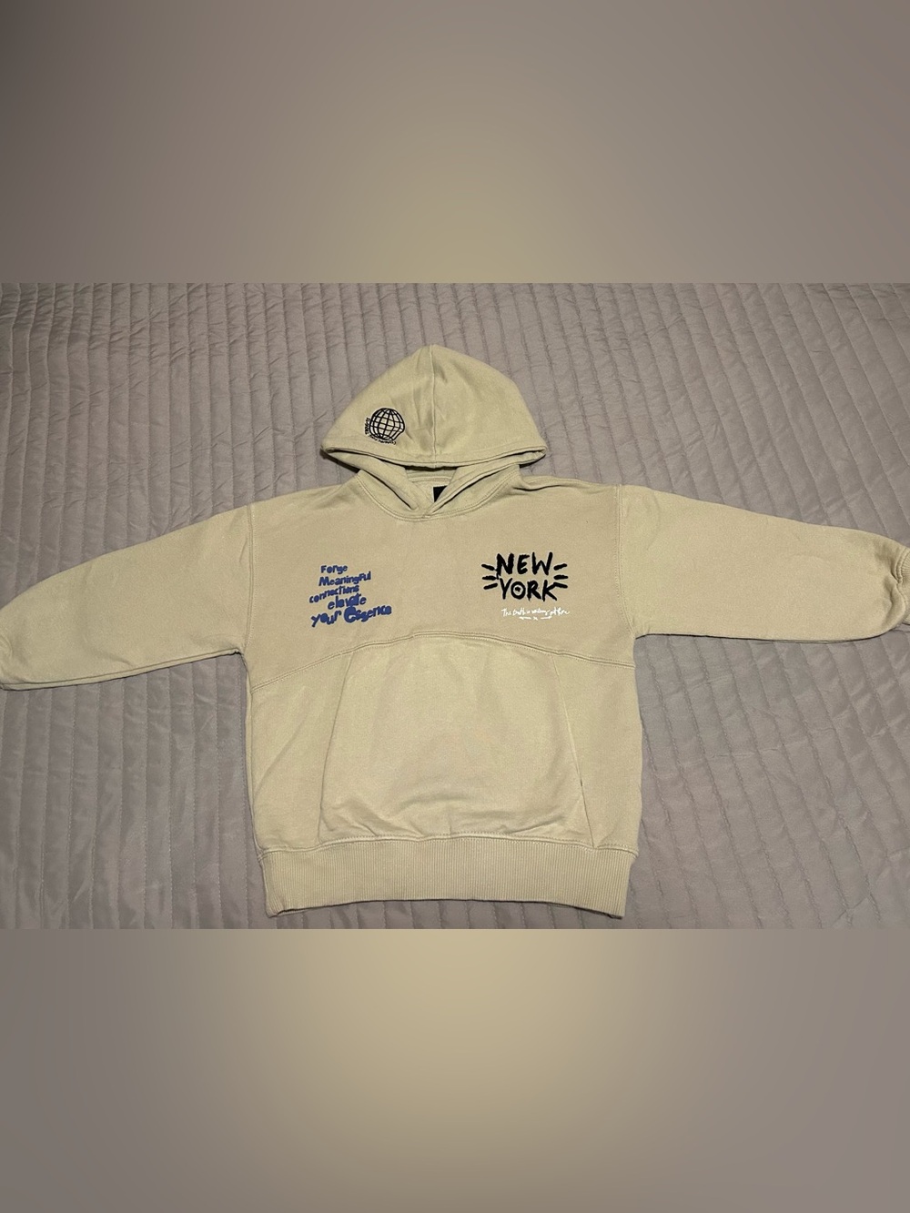 Beige New York Graphic Crewneck Sweatshirt - (Kids Boys  6-7)